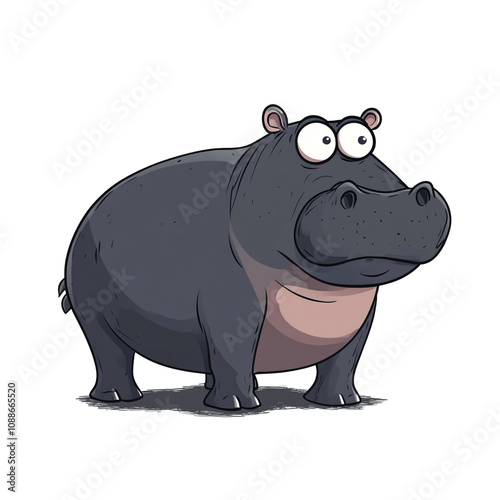 Cartoon Hippopotamus with Big Eyes photo