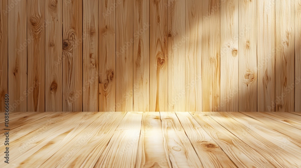 Naklejka premium Soft Beige Wood Grain Background with Natural Lighting