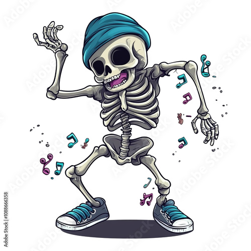 Dancing Skeleton with Music Notes photo