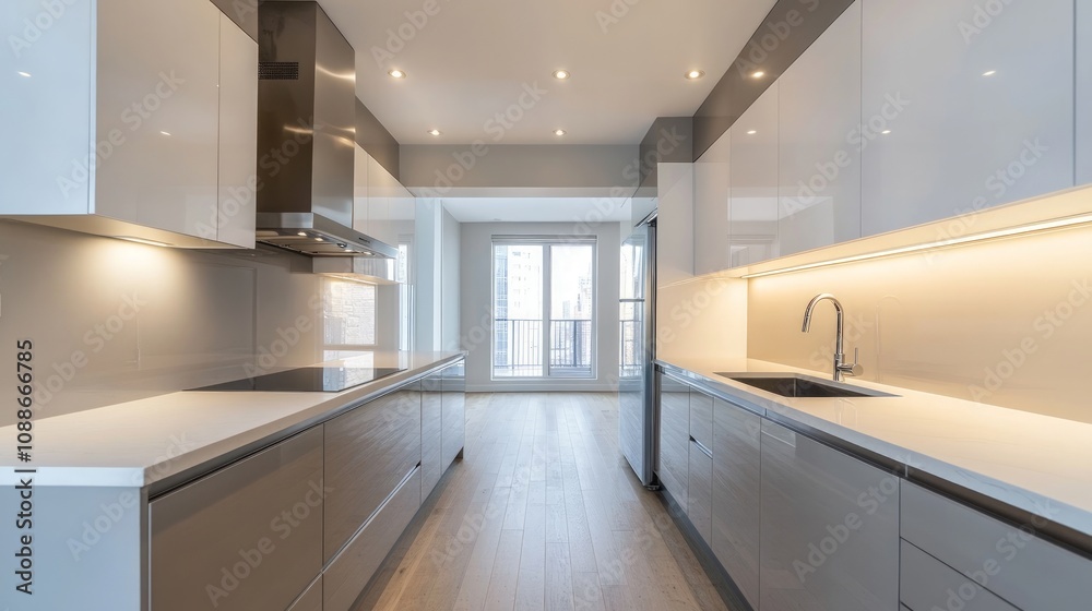 Minimalist Kitchen Design, sleek cabinetry enhances the clean lines and open space, empty countertops create a serene atmosphere, ideal for modern living and simplicity Minimalist Kitchen Design, sleek cabinetry enhances the clean lines and open space, empty countertops create a serene atmosphere, ideal for modern living and simplicity