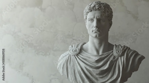 A white marble bust of a young man in classical style.