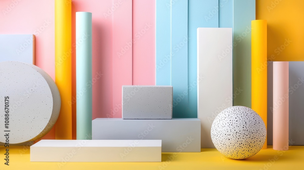 Soft Focus Abstract Geometric Shapes in Muted Colors