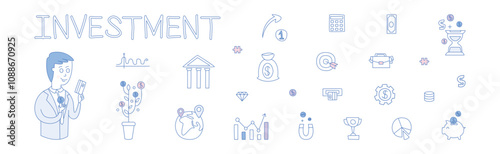 Investment Line Object and Elements Vector Set