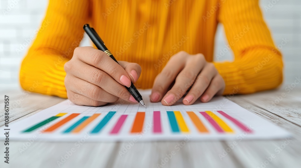Businesswoman Analyzing Colorful Charts Financial Strategy Data Analysis Office Work Businesswoman Analyzing Colorful Charts Financial Strategy Data Analysis Office Work