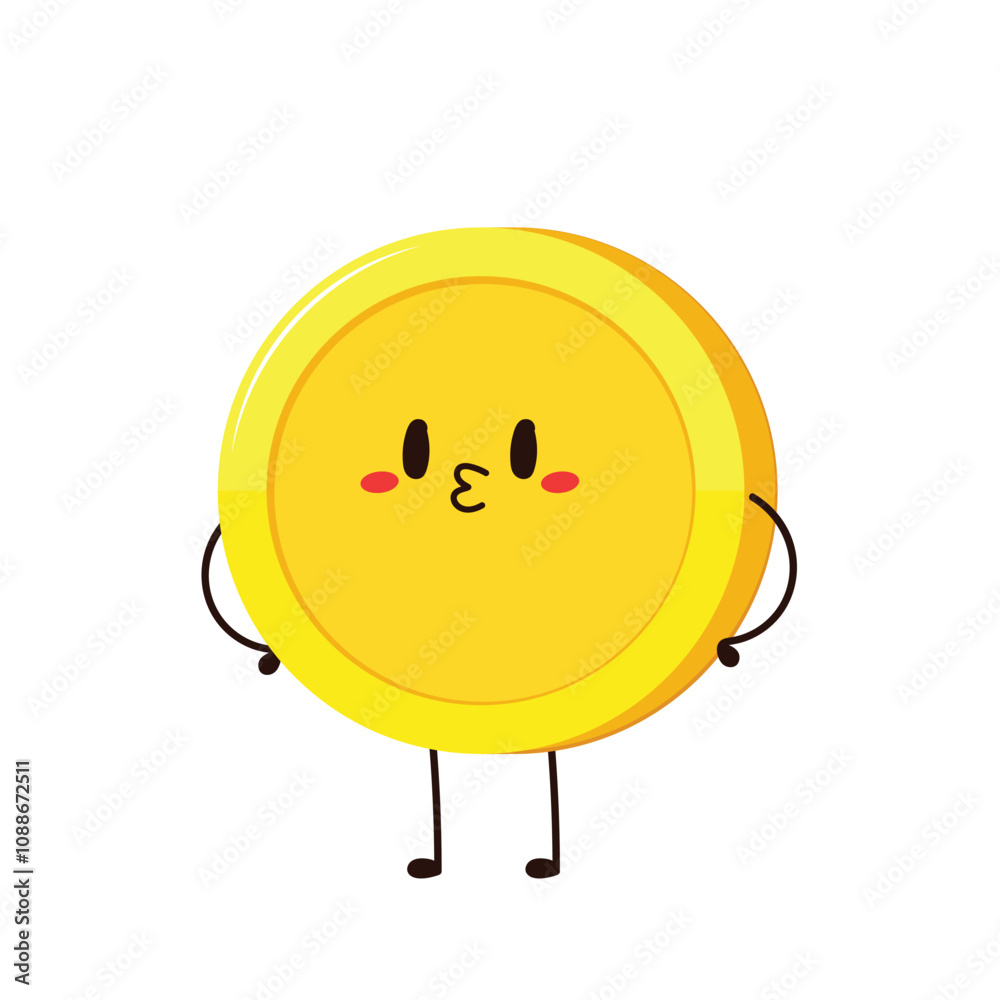 Gold coin in different poses. Money coin character. Funny vector cartoon characters isolated on white background. Gold coin in different poses. Money coin character. Funny vector cartoon characters isolated on white background.