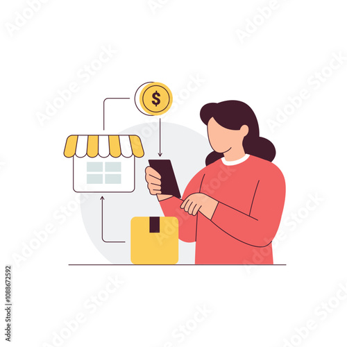 Returns and Purchase Refunding. Online shopping concept illustration