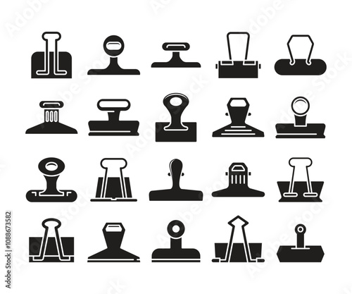 paper clip icons set vector illustration
