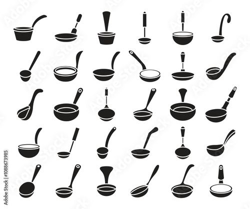 ladle and spoon icons set glyph illustration