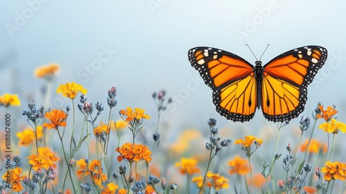 Monarch Butterfly on Orange Flowers Spring Meadow Nature Photography