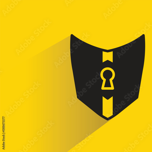 shield icon with shadow on yellow background