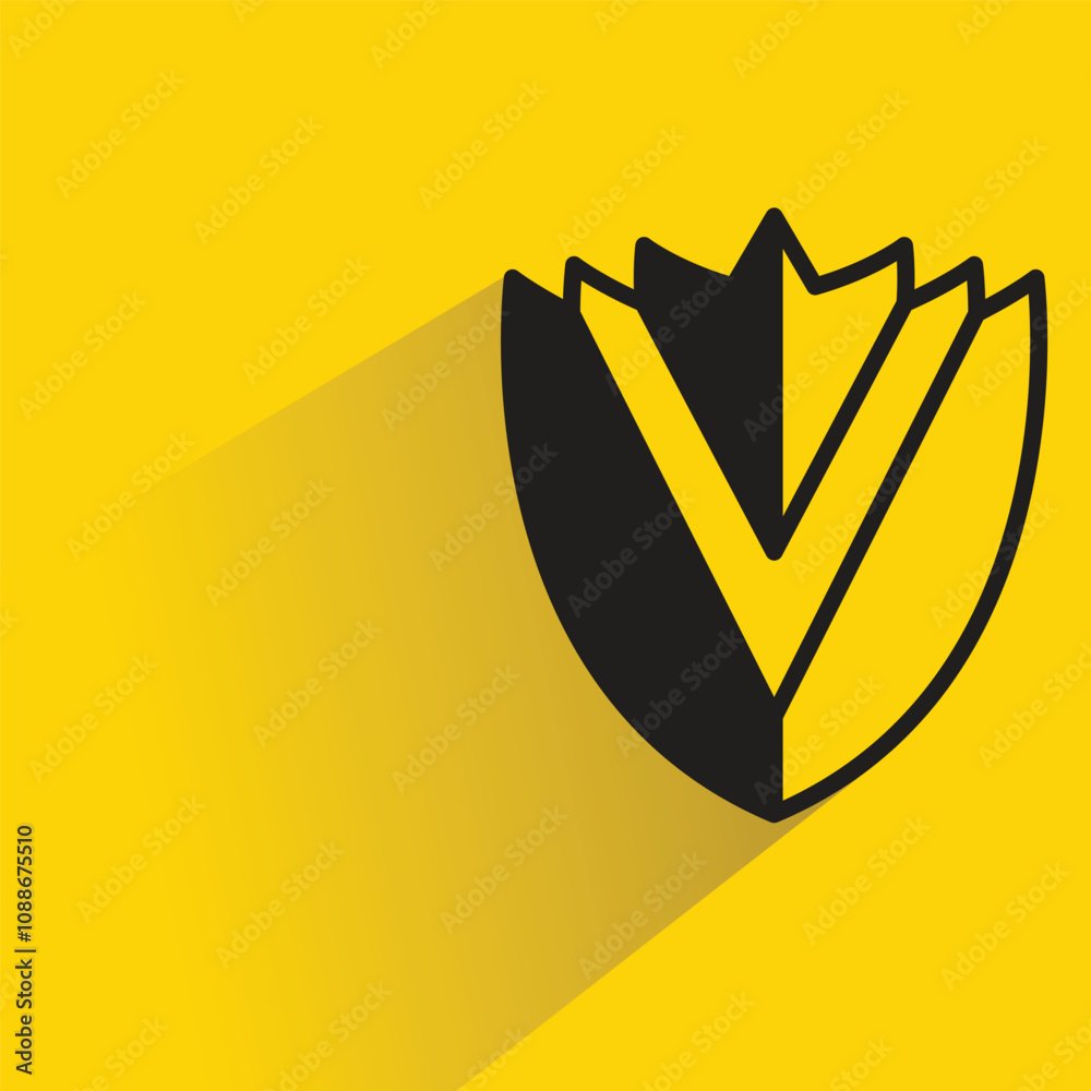 shield badge with shadow on yellow background