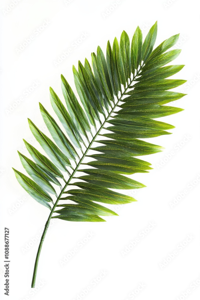 Fototapeta premium vibrant green palm leaf with natural sheen, perfect for tropical themes and decor