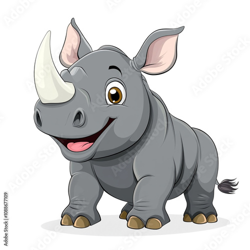 Cute Cartoon Rhino Illustration photo