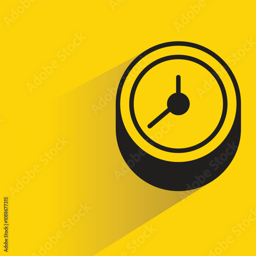 clock icon with shadow on yellow background