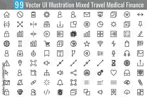 Vector UI Illustration Mixed Travel Medical Finance Concept