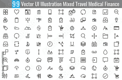 Vector UI Illustration Mixed Travel Medical Finance Concept