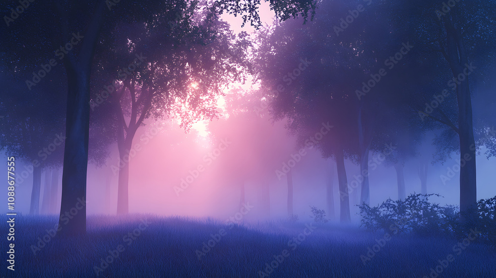 Enchanting Misty Forest at Dawn. Enchanting Misty Forest at Dawn.