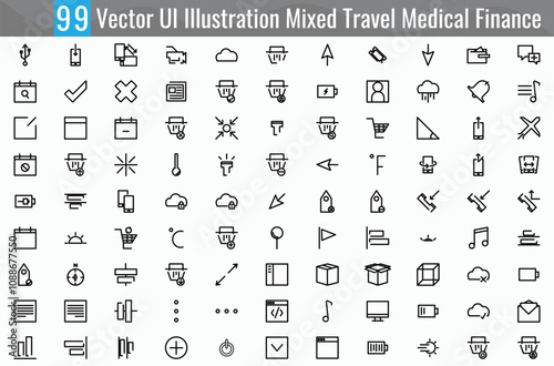 Vector UI Illustration Mixed Travel Medical Finance Concept