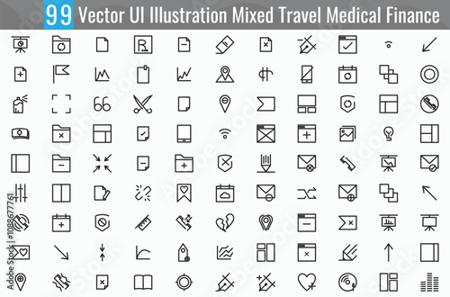 Vector UI Illustration Mixed Travel Medical Finance Concept