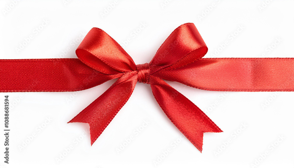 Bow made of red satin ribbon on white background. Bow made of red satin ribbon on white background.