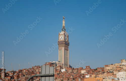 Bright day time view of Makkah Clock Tower, biggest clock in the world