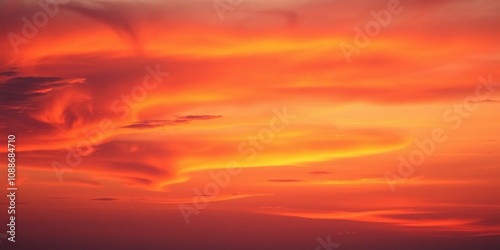 Vibrant sunset sky with orange and purple shades, artistic style, scenic view