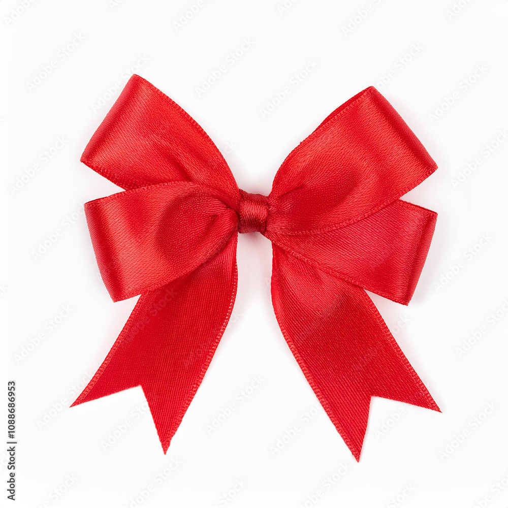 Bow made of red satin ribbon on white background. Bow made of red satin ribbon on white background.