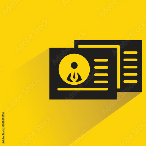 id card icon with shadow on yellow background