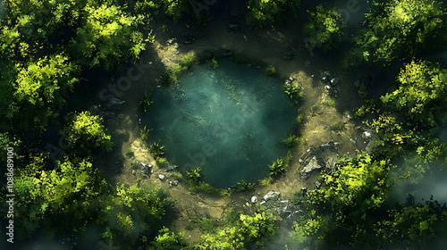 Forest Pond: Aerial View of Secluded Nature Scene