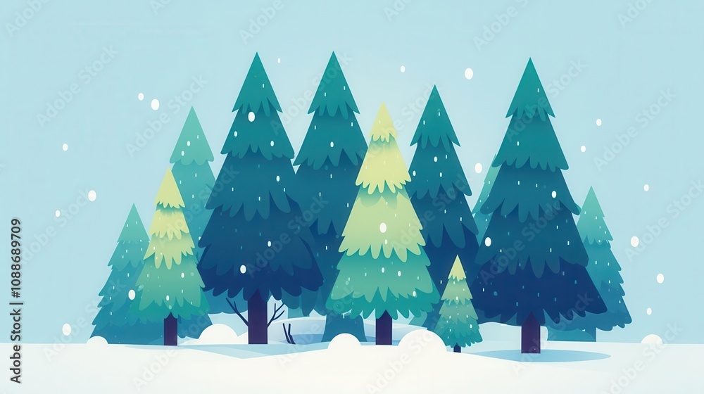 Obraz premium winter wallpaper forest concept. A serene winter scene depicting evergreen trees covered in snow, creating a peaceful and festive atmosphere.