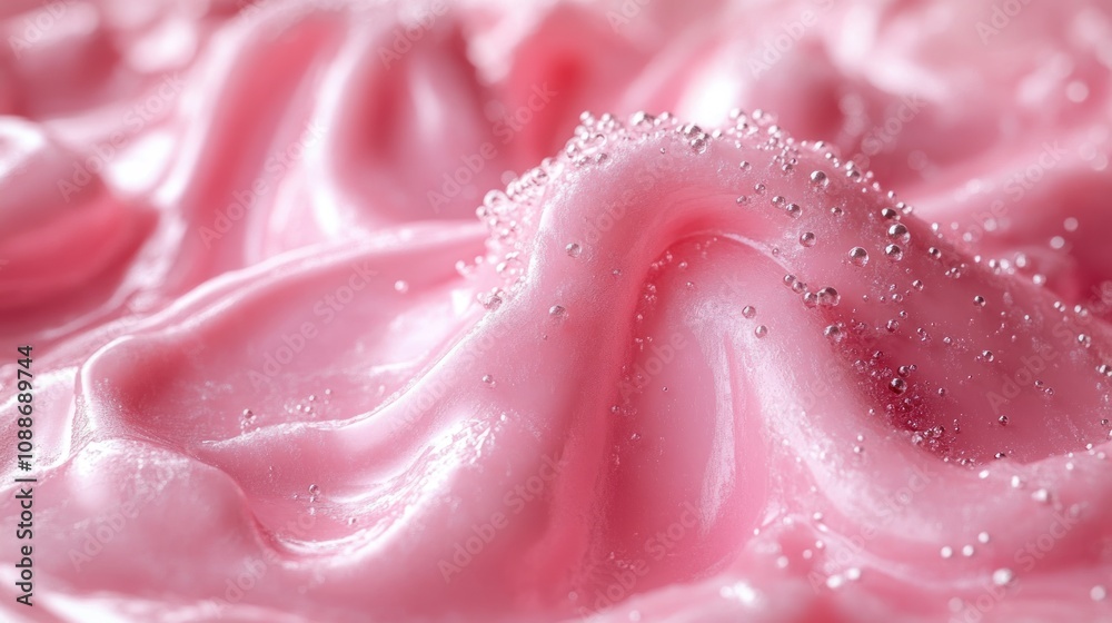 Close-up of pink whipped texture with sparkling details. Close-up of pink whipped texture with sparkling details.