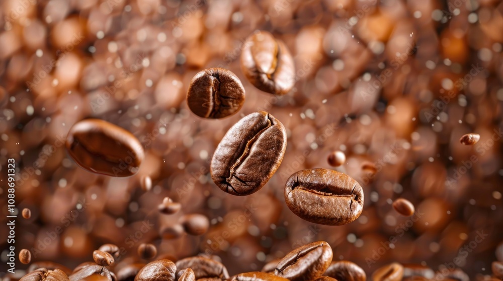 Roasted Coffee Bean Falling Banner for International Coffee Day