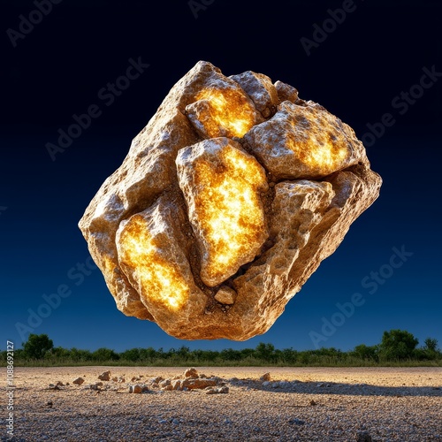 Glowing Rock Formation Surreal Landscape Abstract Art 3D Render