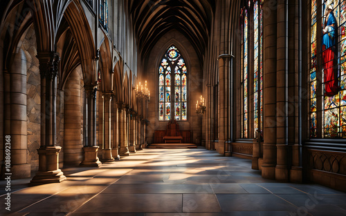 Gothic church hallway