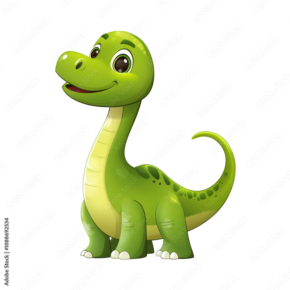 Fototapeta premium Cute Green Dinosaur Cartoon Illustration