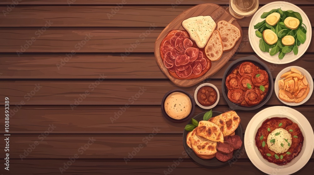 Elegant Dinner Spreads Featuring Slow-Cooked Appetizers Cozy Home Kitchen Food Photography Warm Ambiance Culinary Art Elegant Dinner Spreads Featuring Slow-Cooked Appetizers Cozy Home Kitchen Food Photography Warm Ambiance Culinary Art