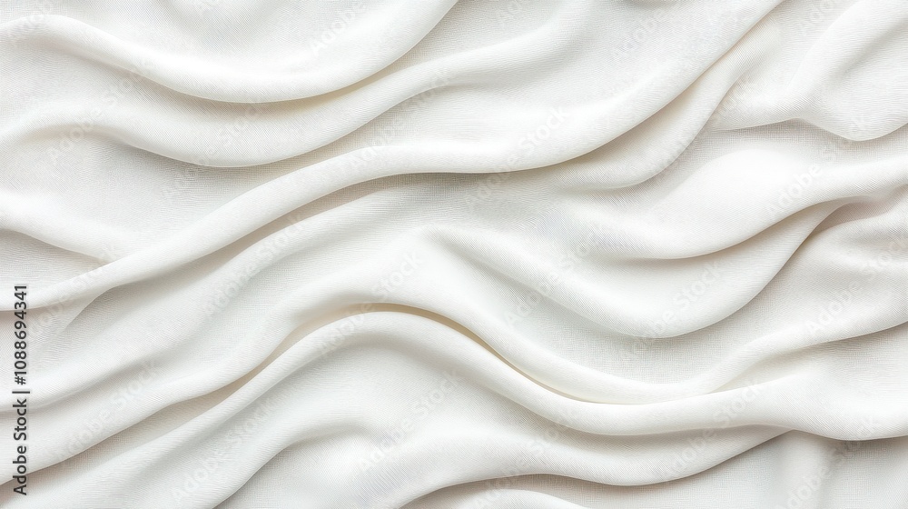 Obraz premium Elegant White Fabric Texture Soft Smooth Draped Silk Background