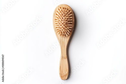 a head massage brush clipart, salon tool element, watercolor design, flexible bristles, isolated on white background photo