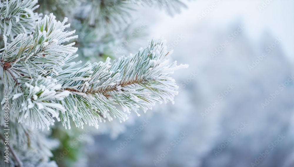 Frosted pine branch. Winter season. Holiday greeting card. Frosted pine branch. Winter season. Holiday greeting card.