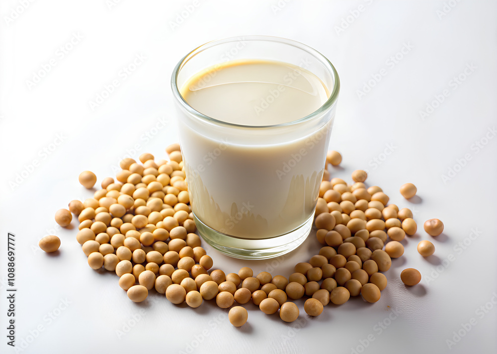 Glass of soybean milk isolated on white background Glass of soybean milk isolated on white background