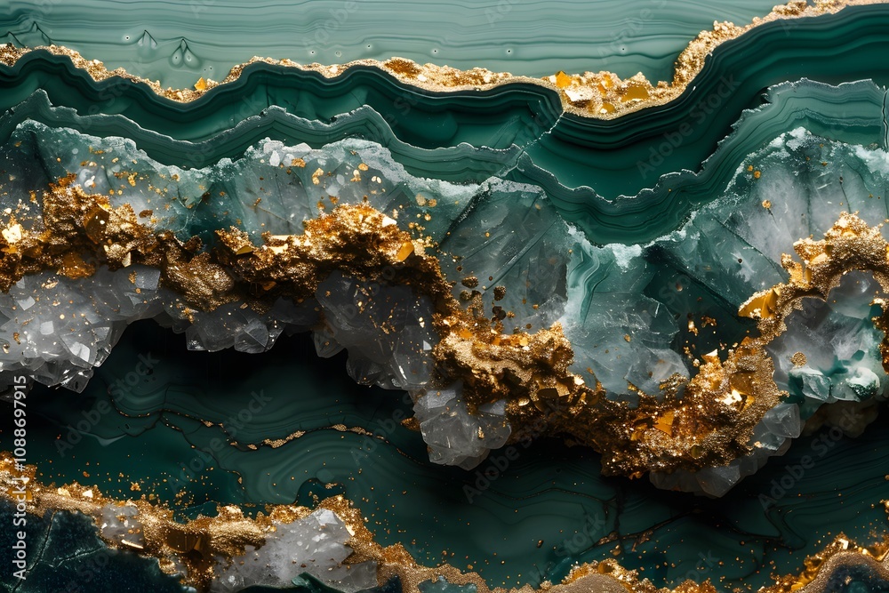 Abstract Emerald Geode with Gold Accents - Nature's Artistic Patterns for Design and Decor Abstract Emerald Geode with Gold Accents - Nature's Artistic Patterns for Design and Decor