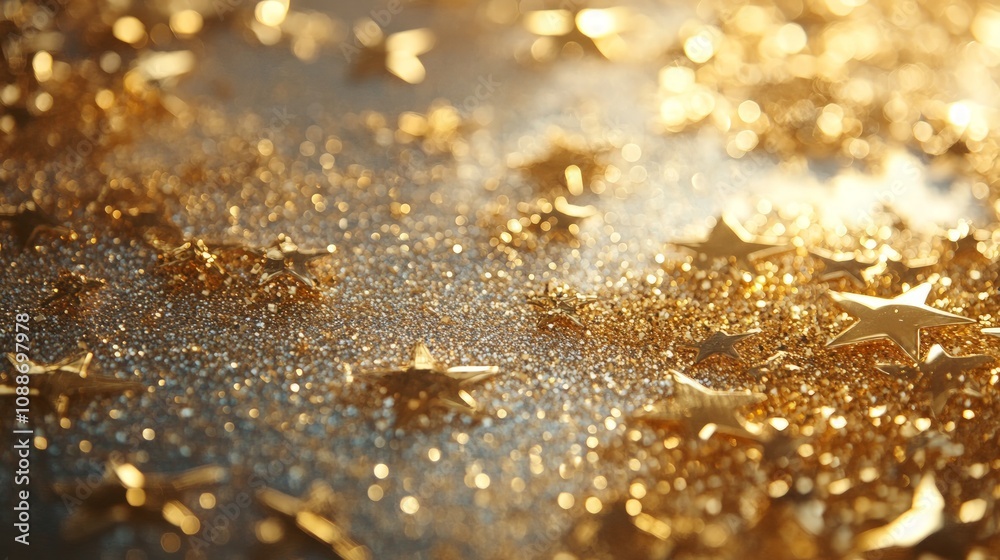 Sparkling Gold Glitter Stars on Smooth White Surface, an elegant arrangement showcasing the shimmering beauty of gold stars against a pristine backdrop, perfect for festive themes. Sparkling Gold Glitter Stars on Smooth White Surface, an elegant arrangement showcasing the shimmering beauty of gold stars against a pristine backdrop, perfect for festive themes.