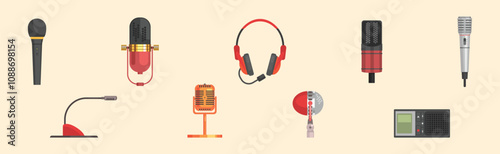 Different Microphones as Speaking Vocal Tool Vector Set