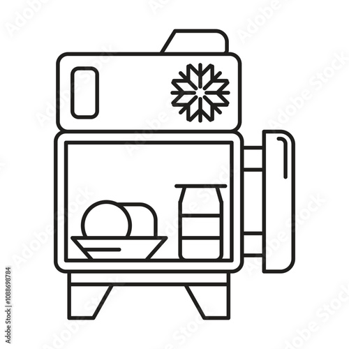 Mini fridge icon vector on white background