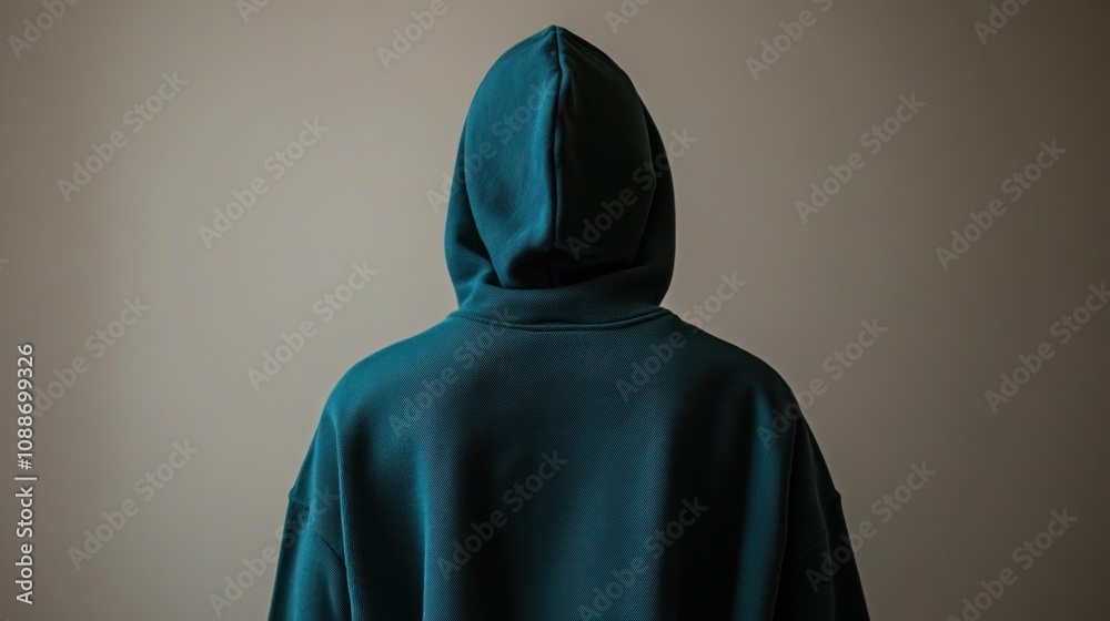 A figure in a teal hoodie, viewed from behind, against a neutral background. A figure in a teal hoodie, viewed from behind, against a neutral background.