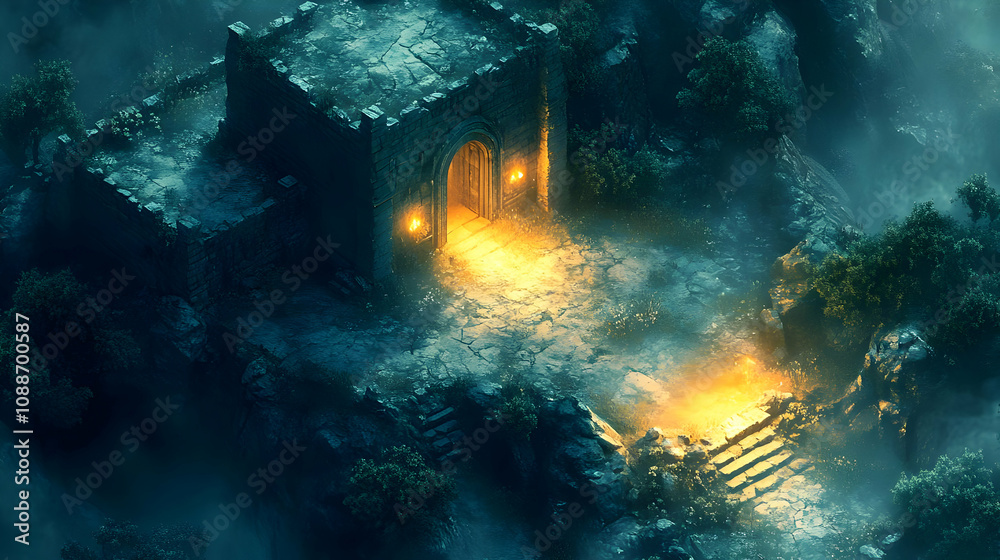 Ancient Stone Gate: Mysterious Night Pathway Leads to Hidden Fortress Ancient Stone Gate: Mysterious Night Pathway Leads to Hidden Fortress