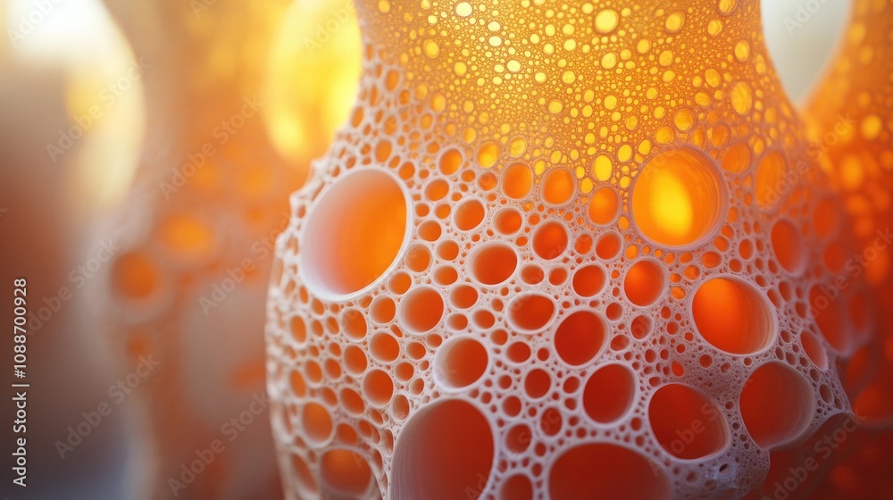 Abstract Orange Cellular Structure Illuminated Abstract Orange Cellular Structure Illuminated