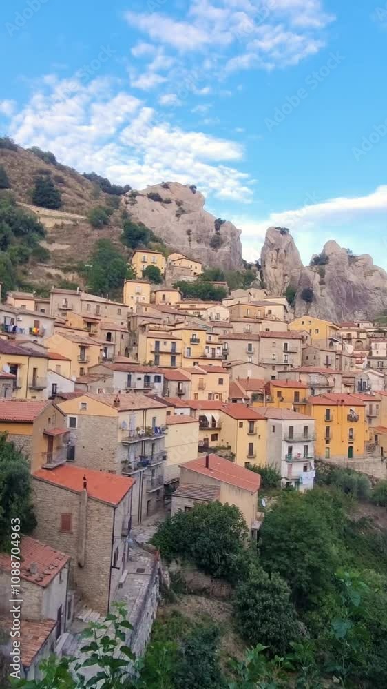 Explore the picturesque village of Castelmezzan Italy where quaint homes adorned with vibrant colors blend seamlessly with the lush hillside. Explore the picturesque village of Castelmezzan Italy where quaint homes adorned with vibrant colors blend seamlessly with the lush hillside.