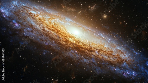 A close-up of a cosmic galaxy showcasing intricate details and patterns against a dark background