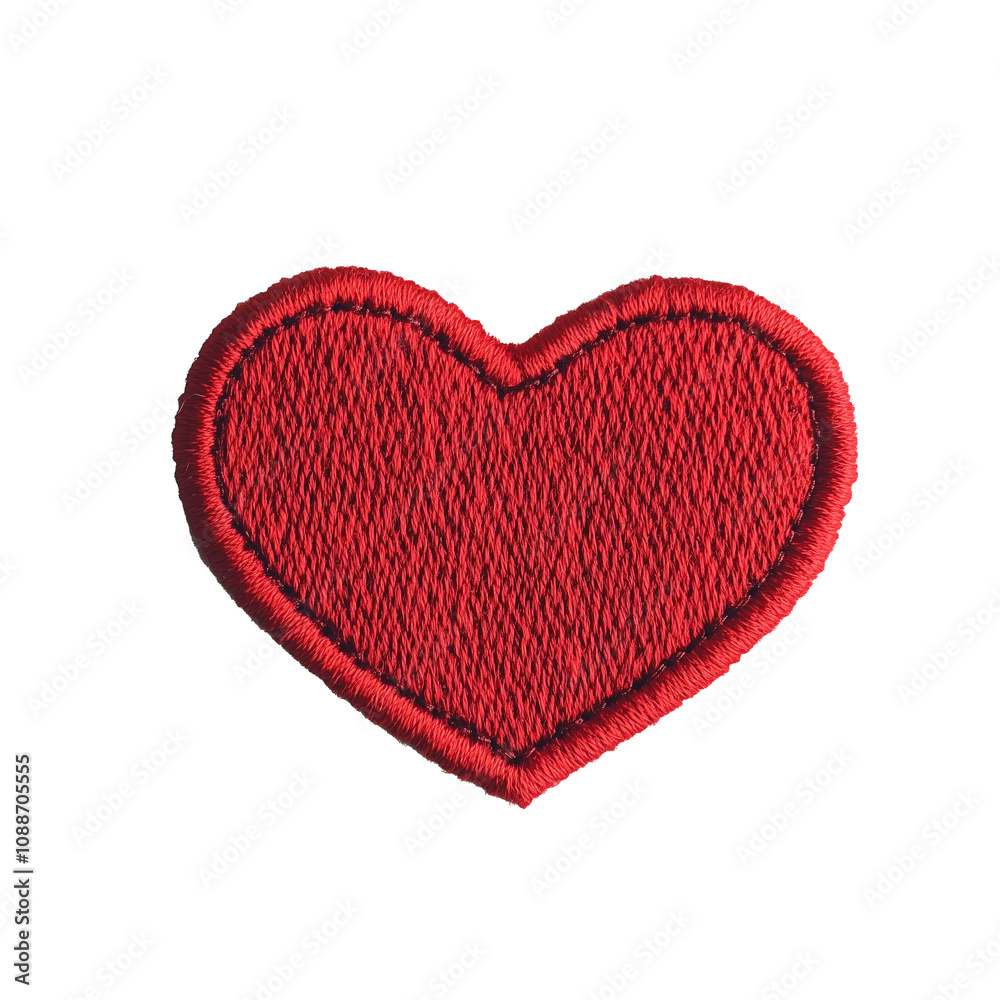 red heart , embroidered patch isolated, png red heart , embroidered patch isolated, png